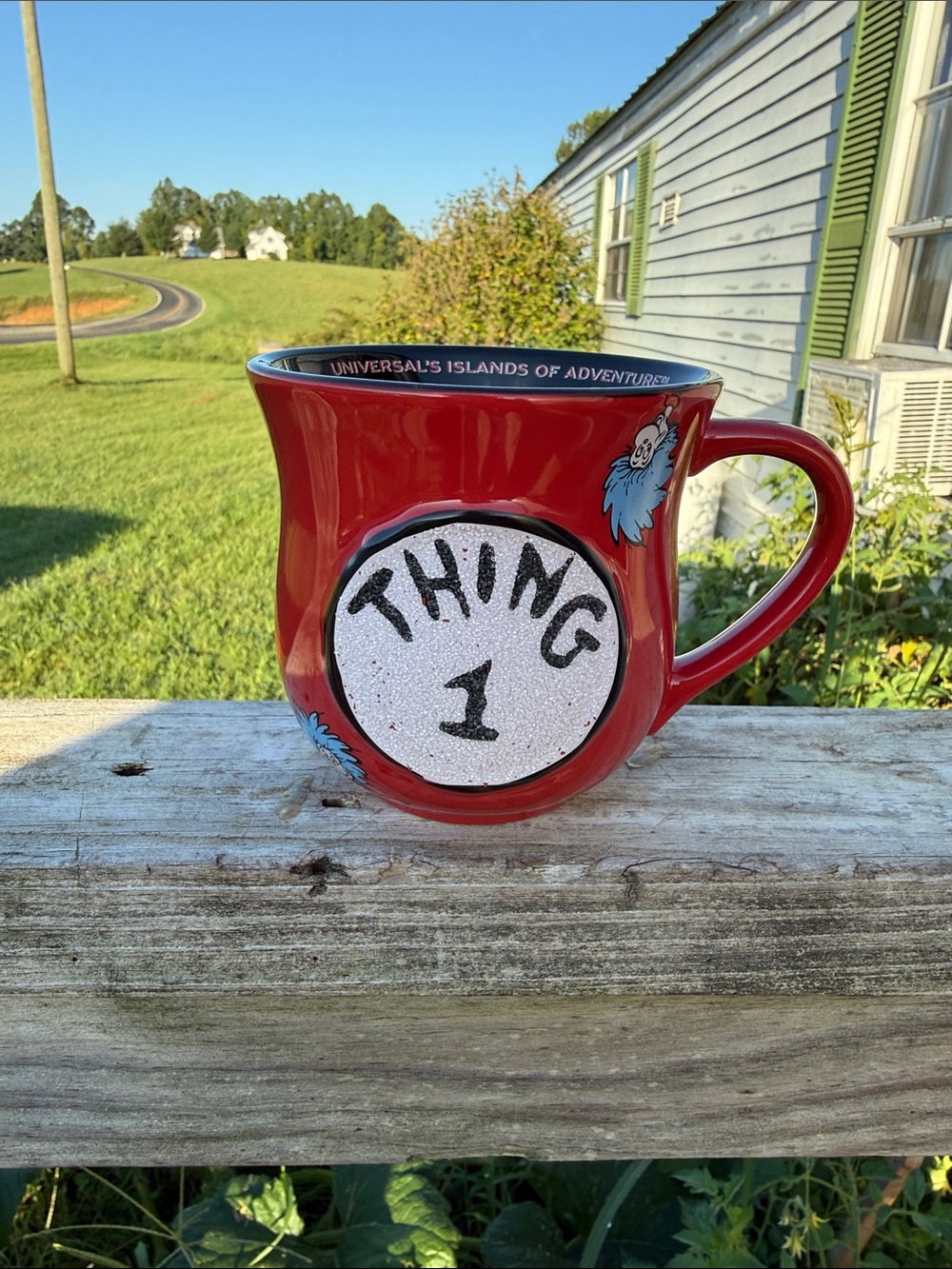 Dr. Seuss Red Thing 1 Ceramic Mug with Blue Accents